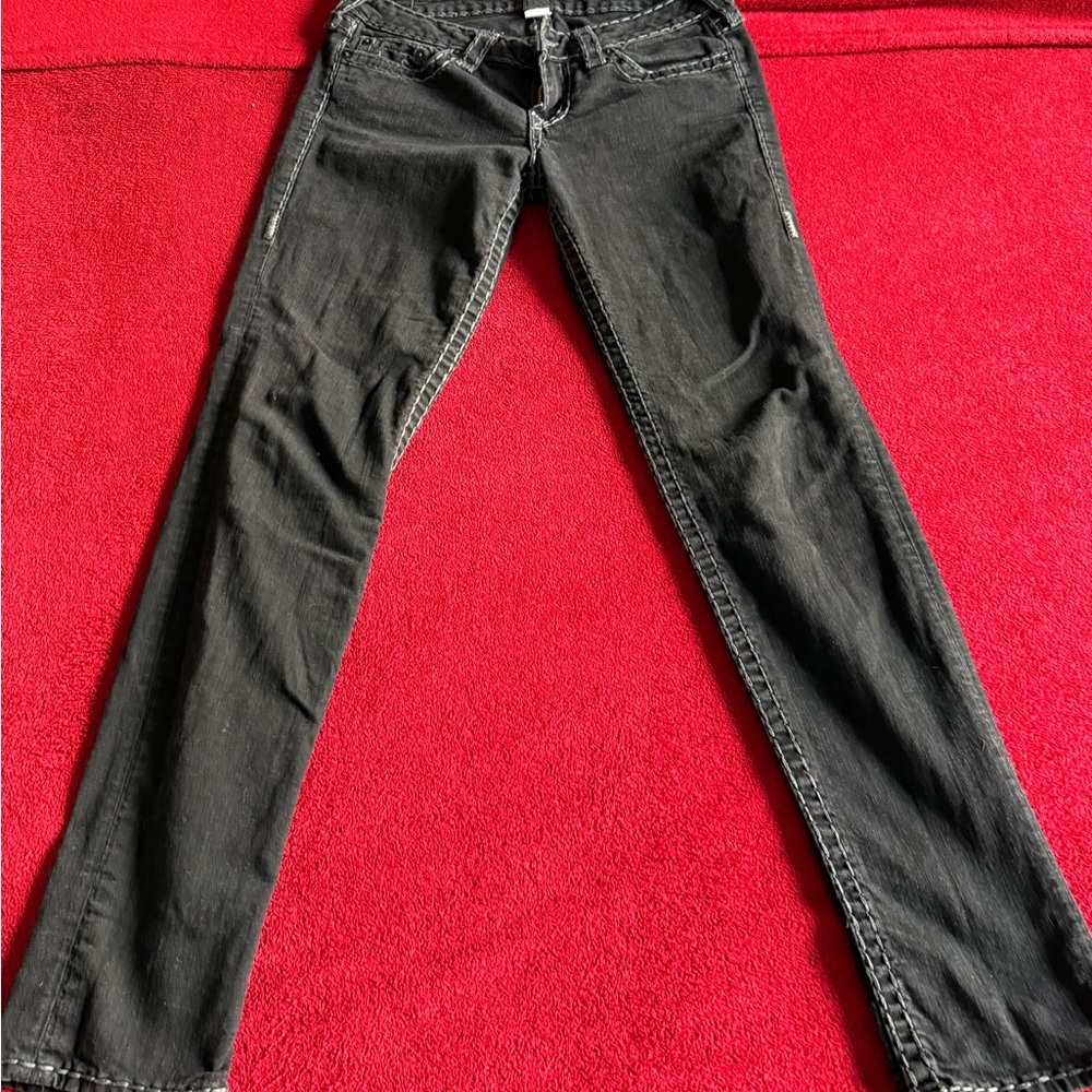 True Religion Super T Black Skinny Jeans Size 32